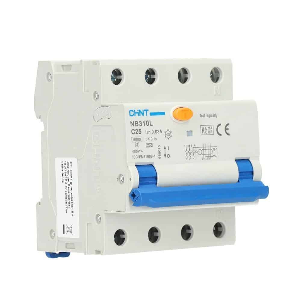 CHINT DIFFERENTIEELAUTOMAAT 4P 25A CURVE C 30MA TYPE A